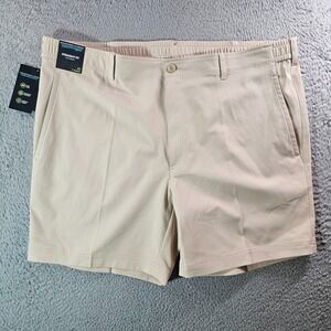 NWT Roundtree & Yorke Performance Shorts Men 42‎ x 7" Straight Flat Oxford Tan